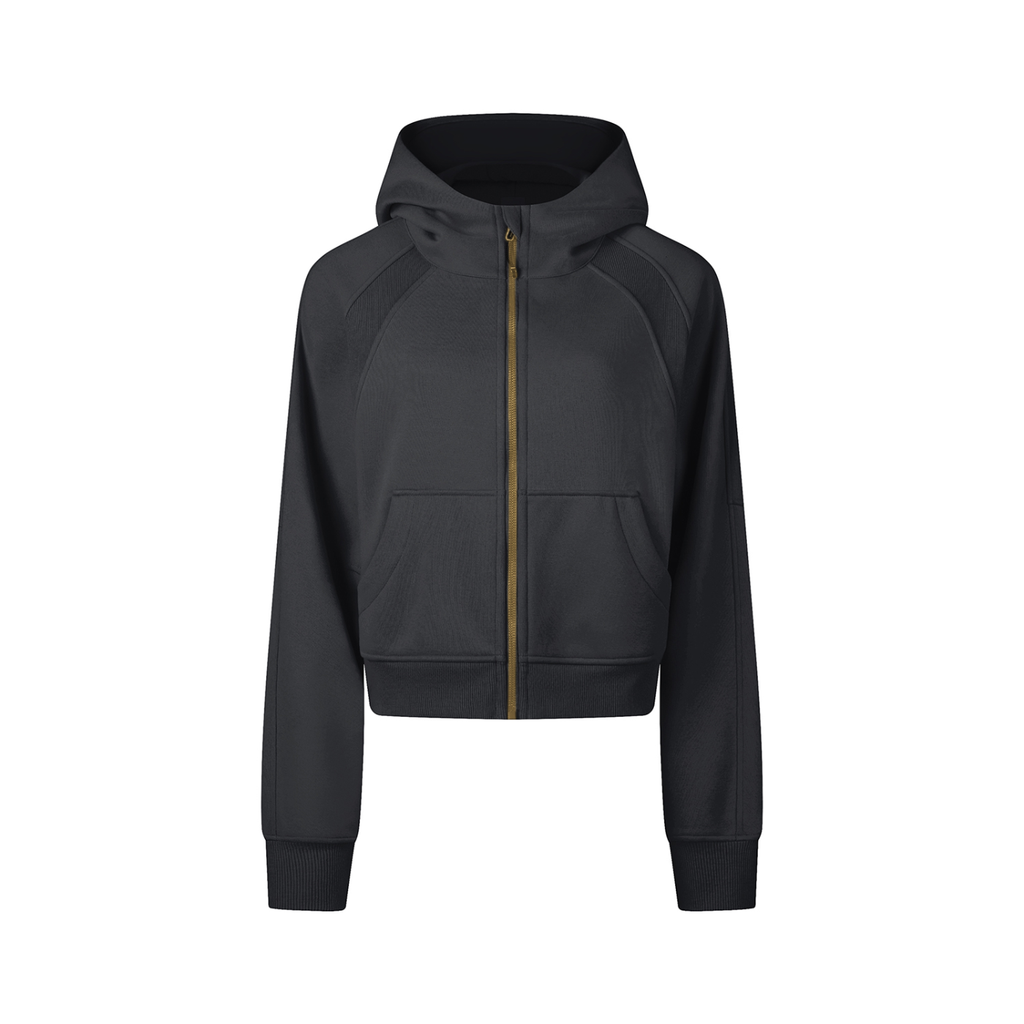 Cropped Zip-Through Hoodie